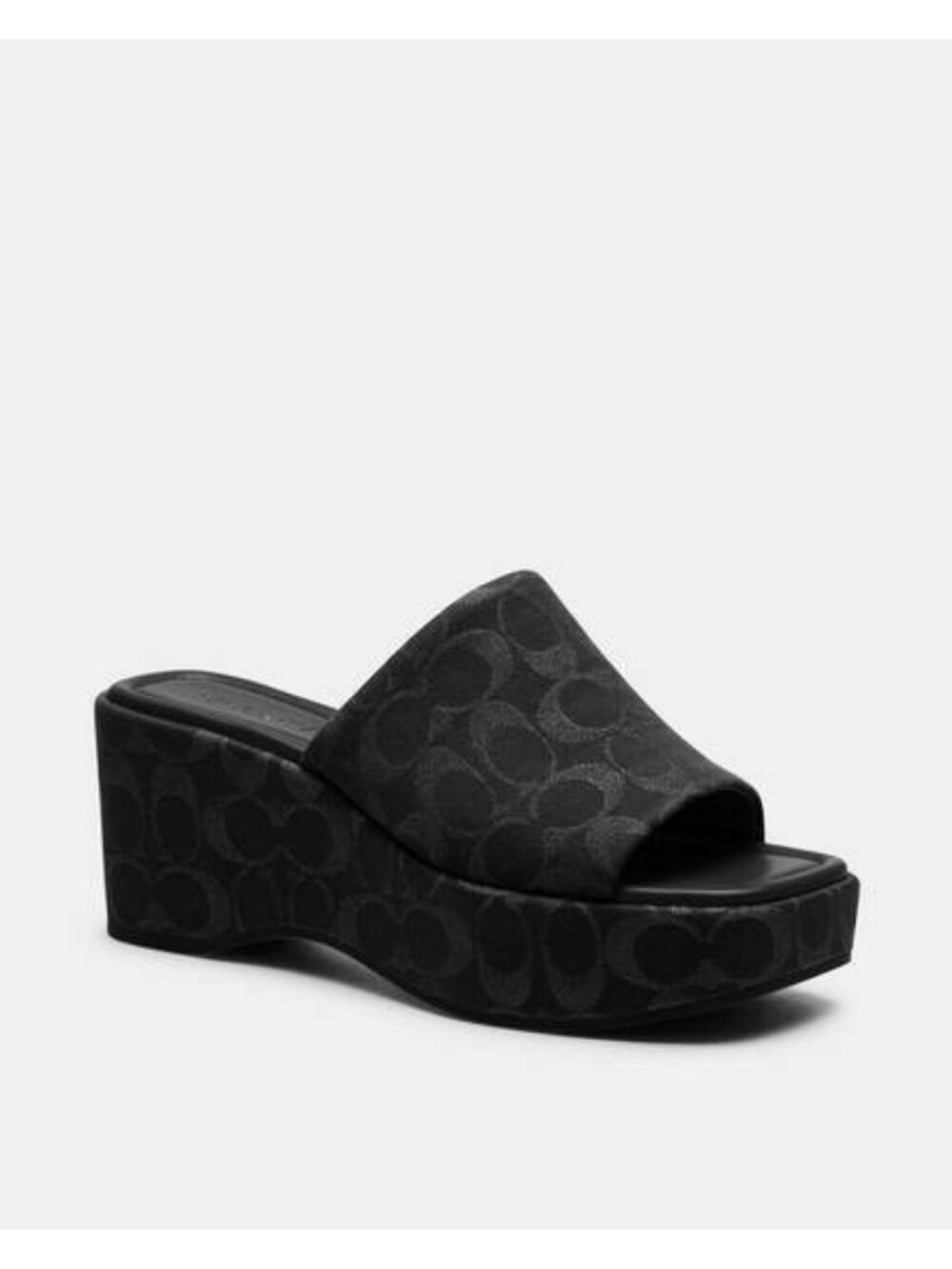 Coach Phoebe sig. Sandals Women's Size 9 Black Signature Denim Upper Slip-on